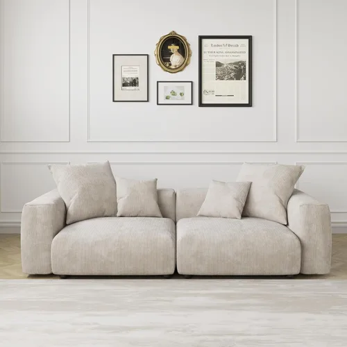 Miniatura 28 de JACH Sofás Seccionales de Pana para Sala de Estar, Sofá Seccional Modular con Otomanas Chaise, Fundas de Cojines Removibles, Sofá Cama Moderno