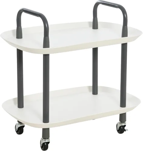 Miniatura 13 de Main + Mesa Carrito moderno de plástico y metal de 3 niveles, blanco y gris oscuro
