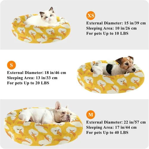 Miniatura 6 de Wudan Pet Cat Beds Calming Anti Anxiety Fluffy Dog Pillow Bed for Extra Small Size Pets Supplies S Cartoon Albatross Yellow