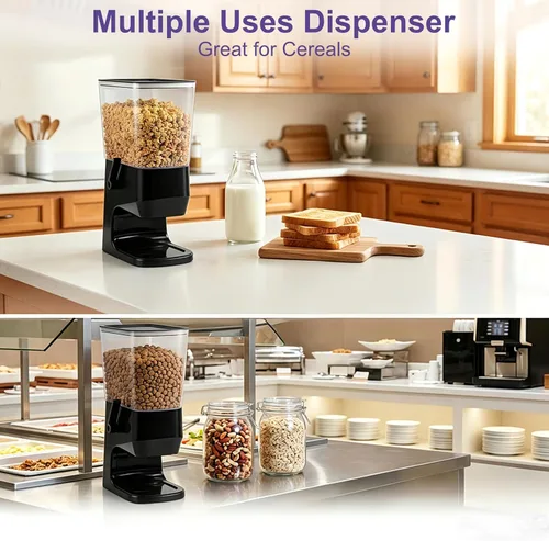 Miniatura 9 de Dispensador de cereales para encimera, 1 paquete, dispensador de alimentos secos, organizador de aperitivos, recipientes delgados de almacenamiento