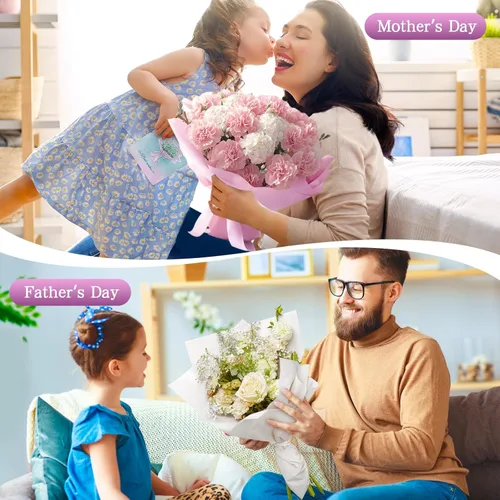 Miniatura 7 de REAXYZNN 20 hojas de papel de regalo de flores, papel de regalo floral impermeable con tarjetas para manualidades de bricolaje, suministros de Blanco