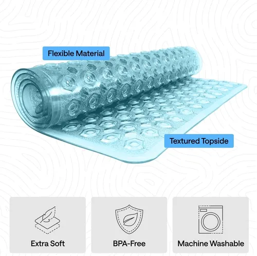Miniatura 4 de GORILLA GRIP Alfombrilla patentada para bañera y ducha, lavable a máquina, con ventosas y orificios de drenaje para mantener las bañeras limpias