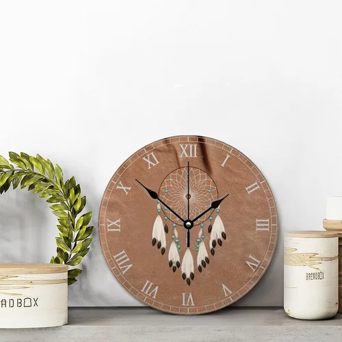 Miniatura 5 de ArogGeld Reloj de atrapasueños nativo americano, bohemio, talismán indio, personalizado, de 10 pulgadas, funciona con pilas, decoración silenciosa