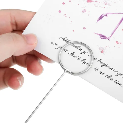 Miniatura 6 de Hotop 30 Piezas Soporte de Tarjetas Florales con Púas de Alambre de Metal para Tarjetas de Lugar, Soporte de 13.4 Pulgadas para Fotos y Notas, Clip