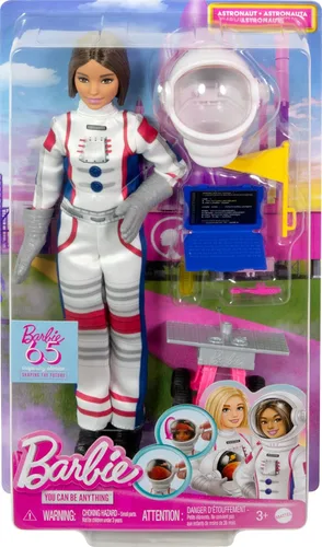 Miniatura 6 de Muñeca Barbie del 65º Aniversario y 10 Accesorios, Set de Astronauta con Muñeca Morena, Rover Rodante, Casco Espacial con Escudo Abatible y Más