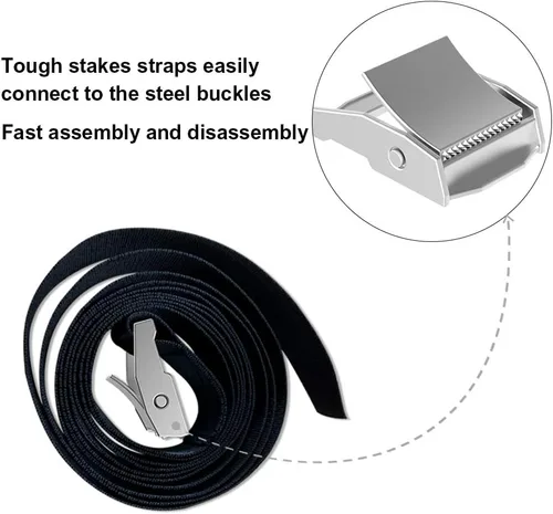 Miniatura 6 de Eurmax USA Estacas para Trampolín de Servicio Pesado Partes de Trampolín Estacas de Acero con Forma de Sacacorchos Kit de Anclaje con Gancho en T