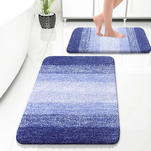 Miniatura 66 de OLANLY Juego de 2 alfombras de baño de microfibra suave y absorbente, antideslizantes, se pueden lavar y secar a máquina, alfombras de baño peludas