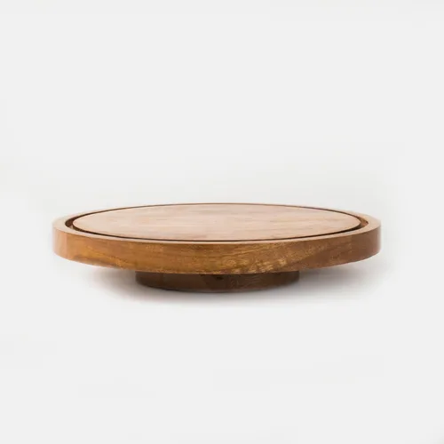 Miniatura 10 de Mela Artisans - Soporte para pasteles de madera de mango de 12 pulgadas de alto con pedestal de madera, elevador de acabado clásico diseñado