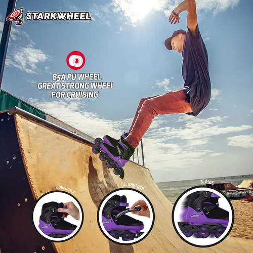 Miniatura 2 de Patines en línea ajustables para niños, adultos y adolescentes, ruedas de patinaje con luz completa, patines para exteriores para hombres y mujeres