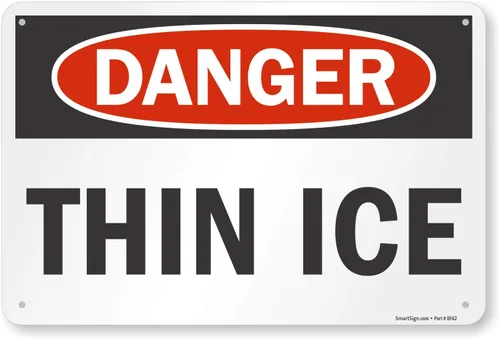 Miniatura 2 de SmartSign "Danger - Thin Ice" etiqueta 5" x 7" vinilo laminado reflectante 3M