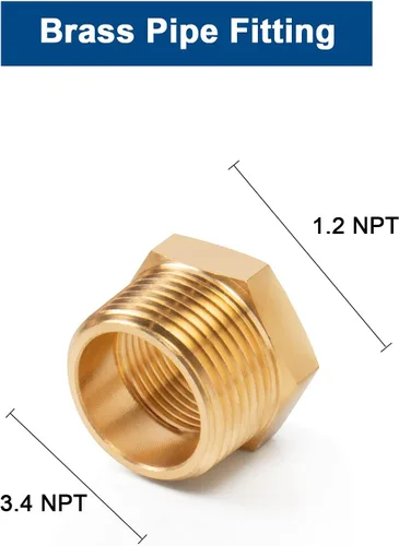 Miniatura 2 de Reductor de latón, buje hexagonal roscado, adaptador de montaje de extensión resistente (3/4 macho NPT x 1/2 hembra NPT, 2)