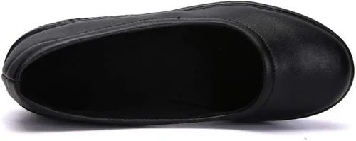 Miniatura 5 de Mocasines de cuña para mujer, cómodos zapatos de suela gruesa con amortiguación de aire, plataforma antideslizante, zapatos de enfermería de cuero