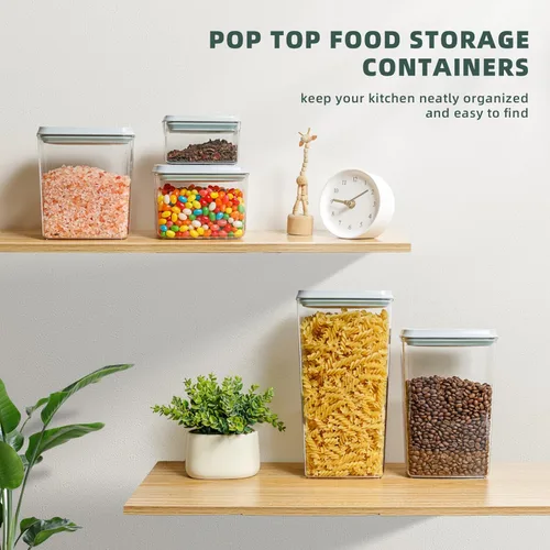 Miniatura 40 de Recipientes Herméticos Pop Apilables - Paquete de 2 Recipientes de Almacenamiento de Cereales con Tapas Herméticas, Recipientes Pop Up a Prueba