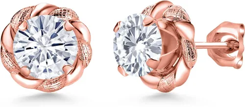 Miniatura 330 de Gem Stone King Aretes de plata de ley 925 de 0.236 in con piedra natal redonda para mujer