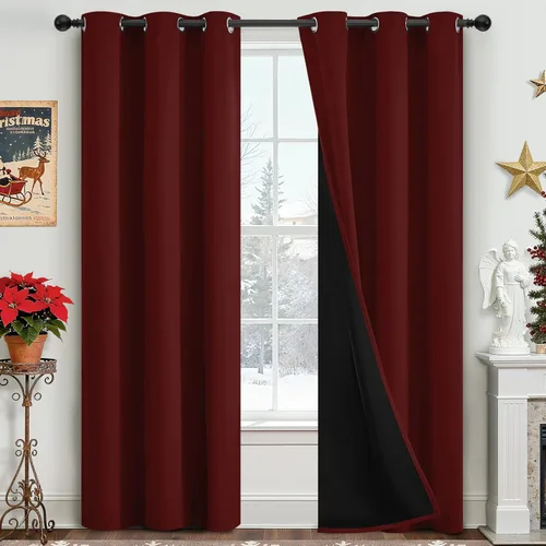 Miniatura 346 de Yakamok Cortinas negras, cortinas de ventana con aislamiento térmico y eficiencia energética para dormitorio, cortinas opacas completas y cortinas