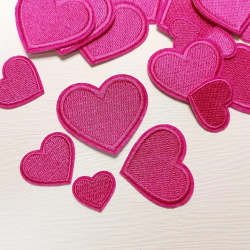 Miniatura 3 de 24 parches para planchar con corazón rosa y rosa, parches bordados con corazón para ropa, chaquetas, sombreros, mochilas, jeans 2-Rosa