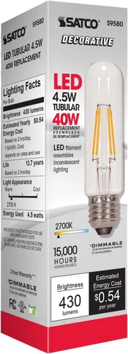 Miniatura 4 de Satco S9560 A15 LED foco de base mediana transparente, 4,5W