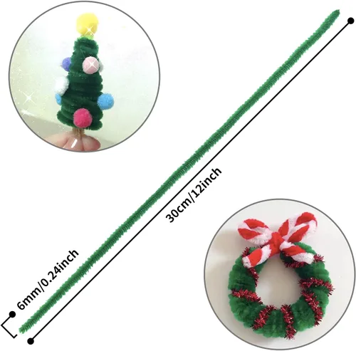 Miniatura 2 de Cuttte 600 limpiadores de tuberías artesanales, tallos de felpilla verde oscuro, limpiadores de pipas blancas para decoraciones de bricolaje