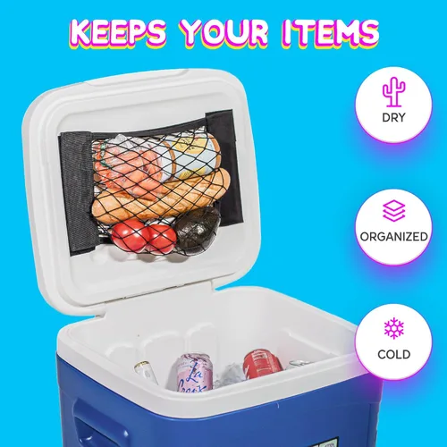 Miniatura 2 de Red para hielera para almacenamiento en seco y organización – Compatible con YETI, RTIC, Ninja, Igloo, Coleman, Lifetime, Pelican Ice Chests – Medio