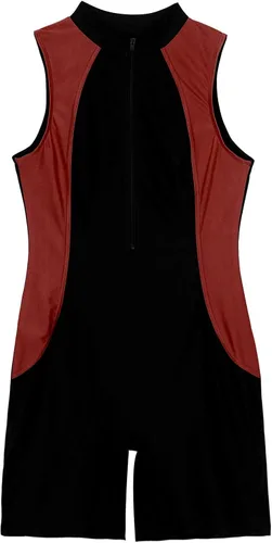 Miniatura 6 de easyforever Traje de baño deportivo sin mangas de una pieza con bloques de color Boyleg para mujer