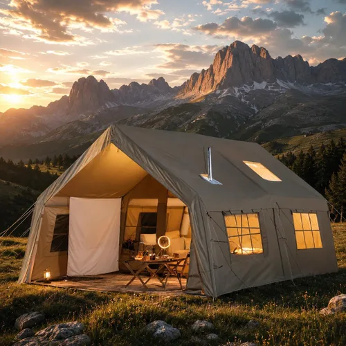 Miniatura 10 de Carpas inflables de 15.7 x 11.8 pies para camping, 8-12 personas 2 habitaciones con tragaluz de TPU, pantalla de película, puerto de aire