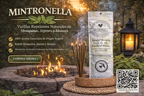 Miniatura 9 de Mintronella - Varillas de incienso repelente de mosquitos de citronela y menta fabricadas en Estados Unidos, paquete de 100 unidades, repelente