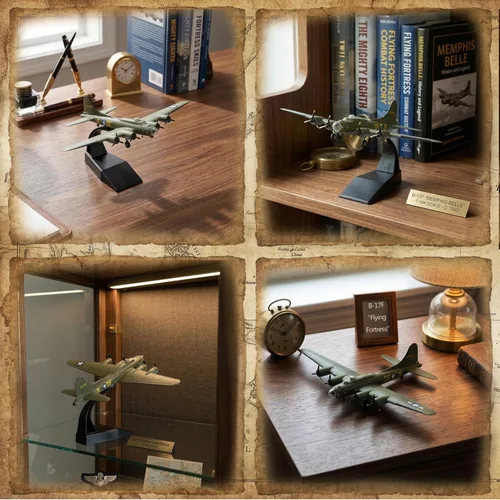 Miniatura 5 de B-17 Flying Fortress - Aviones fundidos a presión a escala 1/144, modelo de avión de metal pesado para coleccionista, entusiasta de la aviación
