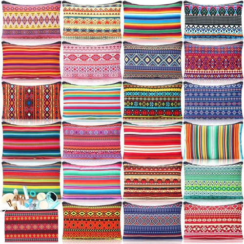 Miniatura 12 de 24 piezas bolsas de maquillaje a granel, bolsas de cosméticos de lona, organizador de bolso, bolsa cosmética con cremallera, bolsa de tocador
