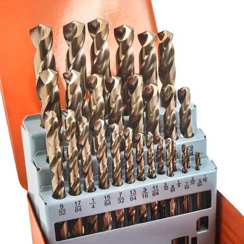 Miniatura 10 de KENDO Brocas de cobalto de 1/4 pulgadas (13 unidades), acero de alta velocidad M35, punta de 135 grados, juego de brocas helicoidales de longitud