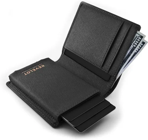 Miniatura 3 de REVELOT Cartera para tarjetaspiel auténtica con bloqueo RFIDW1, Negro -, Moderno
