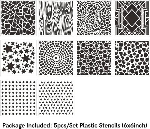 Miniatura 3 de Juego de 10 pinceles de mezcla de tinta, para manualidades, manualidades, papel para manualidades, con 6 plantillas de plástico para hacer tarjetas