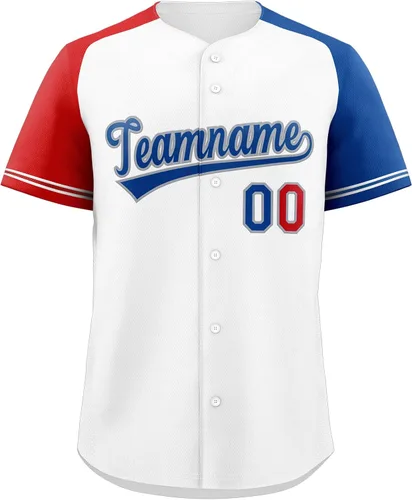 Miniatura 90 de Camisetas de béisbol personalizadas con botones de manga corta, número de nombre cosido personalizado / impreso para adultos y jóvenes