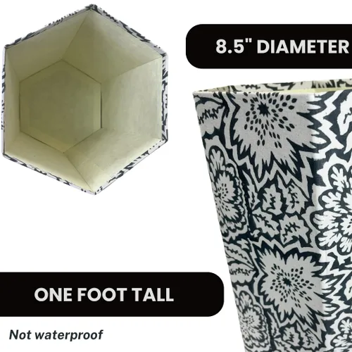 Miniatura 4 de Fern Trail Cesta de Basura de 3.3 Galones Pequeña Cesta de Basura Decorativa con Estampado en Bloque Sala de Estar, Dormitorio, Baño Ecológica