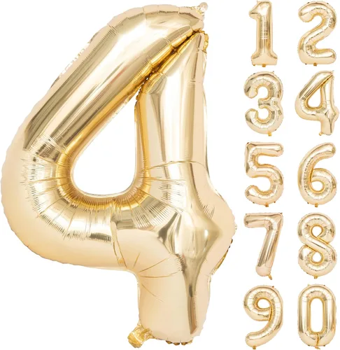 Miniatura 140 de Globos de helio de 40 pulgadas con dígitos dorados para fiesta de cumpleaños., Número 0, 40 pulgadas, número 0 oro 7