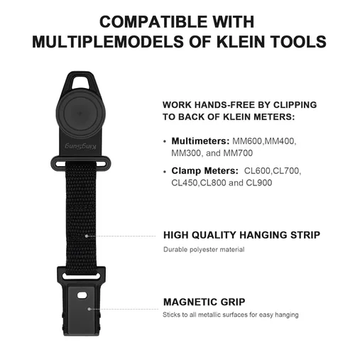 Miniatura 5 de Correa magnética para colgar multímetro compatible con medidores Klein Tool MM400, MM300, CL600, CL700, CL800, CL900, MM600, MM700.