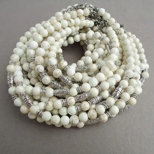 Miniatura 17 de Mami's Gem Studio Collar de cuentas para hombre, hecho a mano en Estados Unidos, piedras preciosas de 0.236 pulgadas y peltre estilo tribal