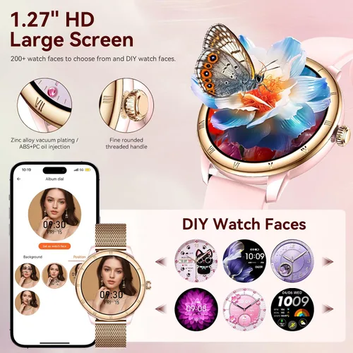 Miniatura 5 de Relojes inteligentes para mujer, pantalla HD, rastreador de actividad física 5ATM, resistente al agua con Bluetooth para hacerresponder llamadas