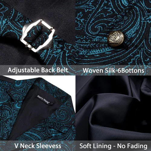 Miniatura 6 de BarryWang Chaleco de traje victoriano de cachemira para hombre cuello a medida estilo formalocio steampunk gótico
