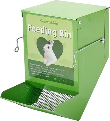 Comedero de metal para animales pequeños con tapa, resistente, dispensador de alimentos de gran capacidad, ideal para conejos, cobayas, chinchillas
