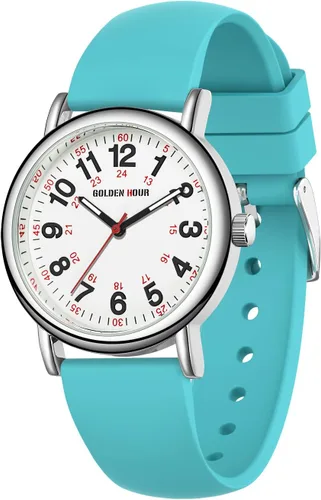 GOLDEN HOUR Reloj de enfermera impermeable para profesionales médicos, estudiantes, mujeres y hombres, esfera luminosa de fácil lectura, 24 horas