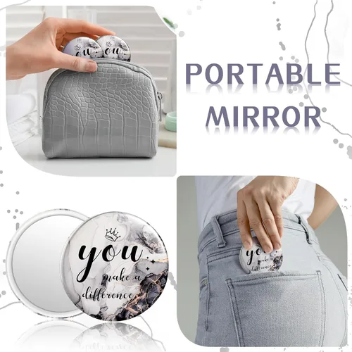Miniatura 3 de Tradder 48 piezas de 2.76 pulgadas, mini espejo compacto inspirador a granel para maquillaje, monedero de bolsillo para mujeres, día de la madre