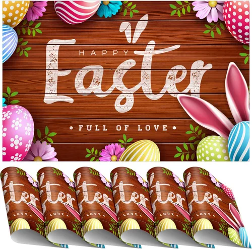 Tenceur 100 manteles individuales desechables de papel de Pascua, huevos de conejo de Pascua, manteles individuales de papel para primavera,