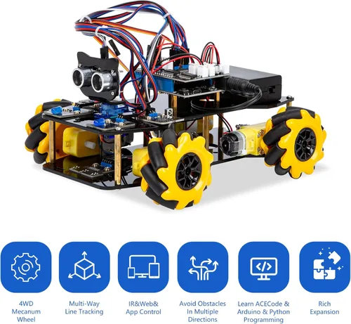 Miniatura 2 de ACEBOTT Kit de robot inteligente para automóvil compatible con Arduino, robótica para niños de 8 a 12 años de 12 a 16 años, proyecto de programación