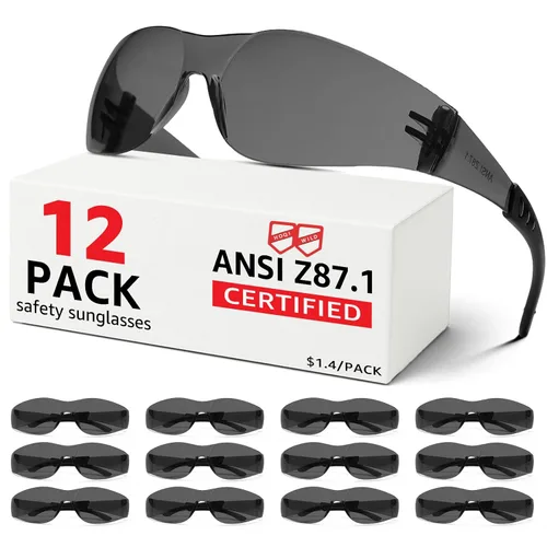 Miniatura 15 de Gafas de seguridad Z87 para hombres y mujeres, paquete de 12 gafas de seguridad con lente resistente a los arañazos y a los impactos, gafas