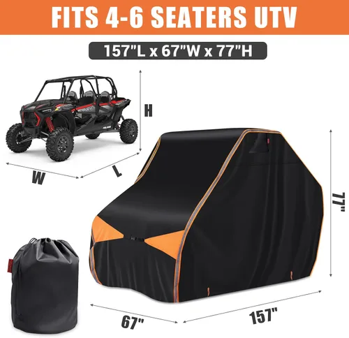 Miniatura 5 de Funda UTV, lado a lado, impermeable, resistente al aire libre, material Oxford 600D, compatible con Can Am Defender Polaris RZR Ranger Ctmoto Cforce