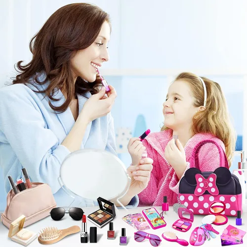 Miniatura 2 de Kaodezhu Juego de monedero de simulación para niñas pequeñas, juego de simulación, juguetes de maquillaje para niños de 3, 4, 5, 6 años, bolso