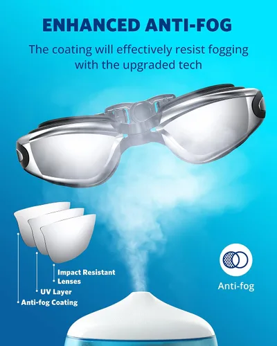 Miniatura 4 de Aegend - Gafas de natación, paquete de 2 gafas de natación sin filtraciones, para adultos, hombres, mujeres y jóvenes Aqua & Bright Sliver