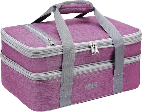 Miniatura 10 de MIER - Porta ollas doble aislada térmica para comidas, bolsa de almuerzo para fiestas de comida, pícnic, playa, se adapta a cacerola de 9 x 13