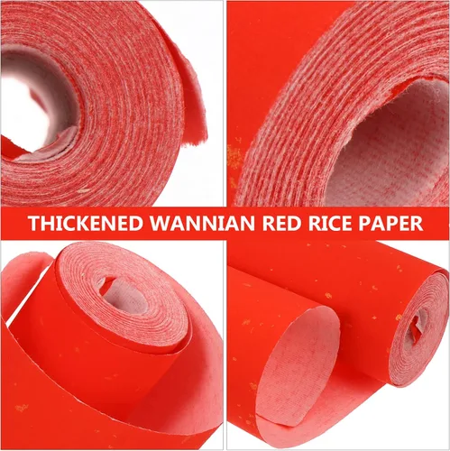 Miniatura 5 de Rollo de papel rojo de Xuan Papel de arroz rojo Festival de primavera chino Pergaminos cortados