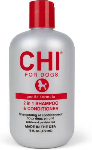 CHI Champú y acondicionador suave 2 en 1 para perros - Fórmula suavizante y limpiadora para cachorros y perros adultos - Jabón para perros con pH